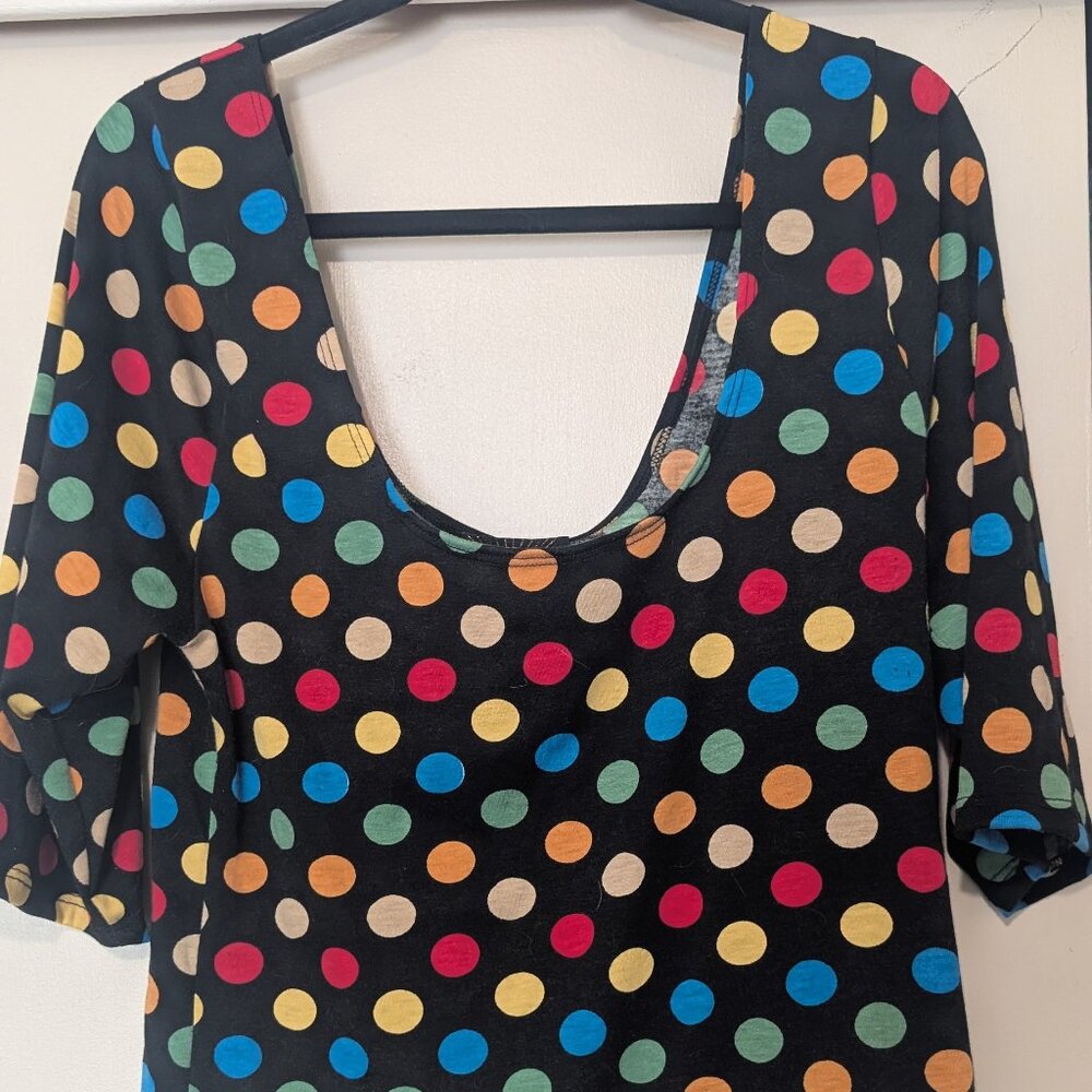 Like New Black, Rainbow polka-dot Peridot Robes crop top, 2x